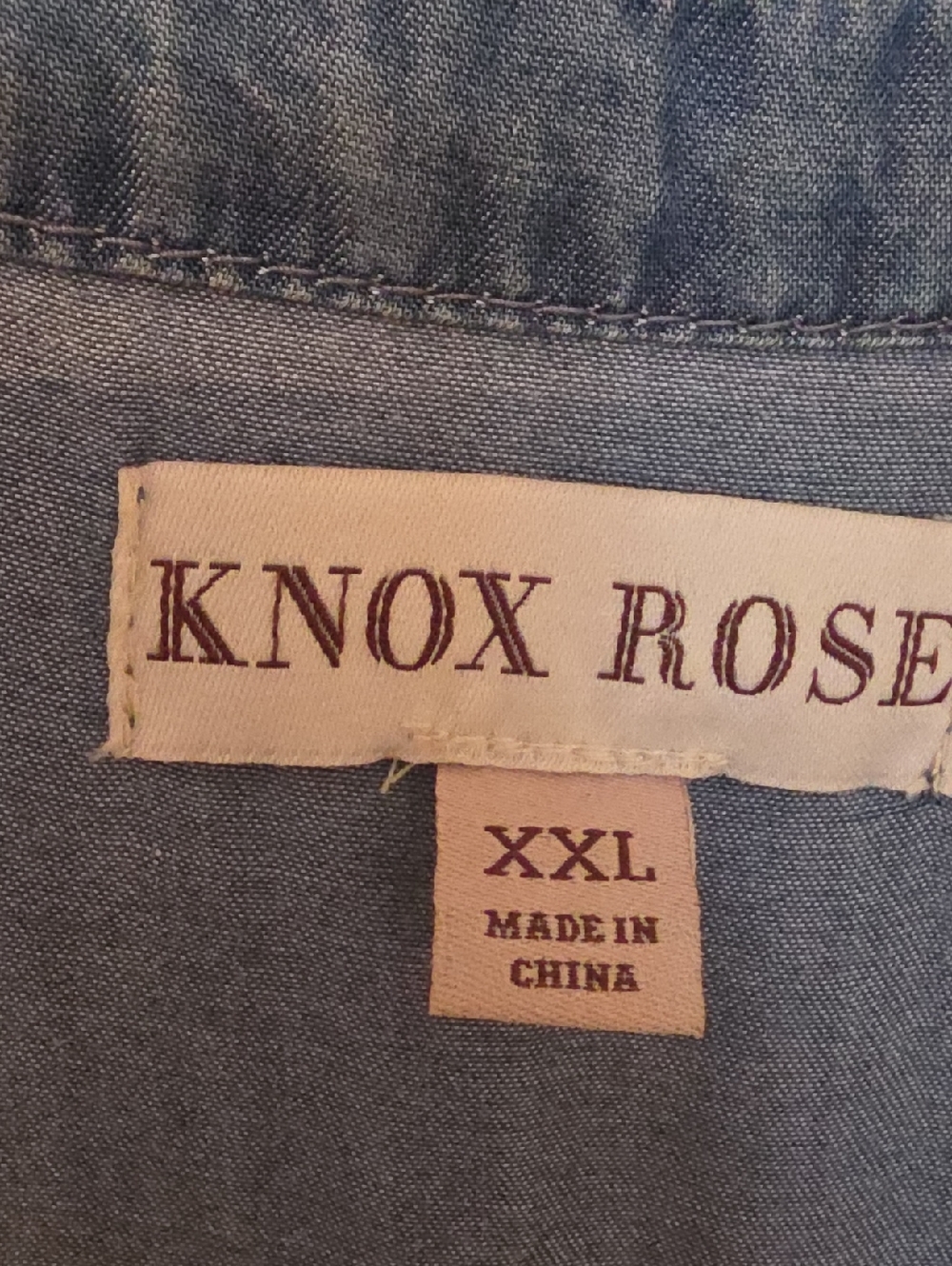 Knox Rose Blue Chambray Sleeveless Tunic with Navy Embroidery - Picture 2 of 4